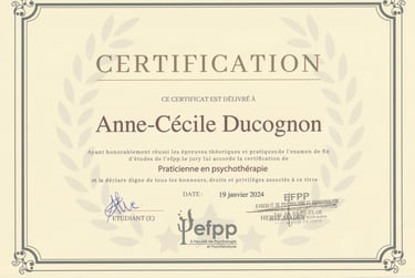 Certification praticienne en psychothérapie