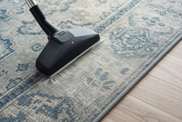 deep cleaning a rug with a professional vacuum