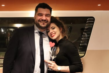 a man and woman standing next to each other