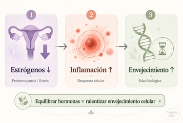 Infografía sobre cómo la disminución de estrógenos