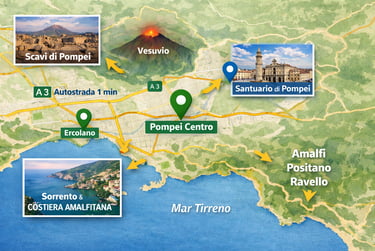 Posizione strategica a Pompei vicino Scavi, Santuario e Costiera Amalfitana