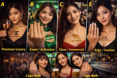 Nail Signal types visual showing different wearable branding placements for venue promotion
