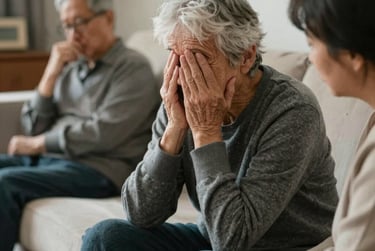 in einem Moment, in dem sie ihre Schuldgefühle wahrnimmt