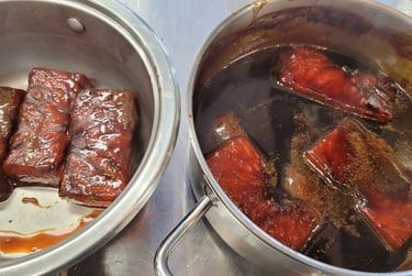 Knolselderij fondant, in huisgemaakte groentenjus