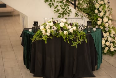 Elegant indoor wedding reception setup coordinated by Las Vegas wedding planner Neon Desert Events.