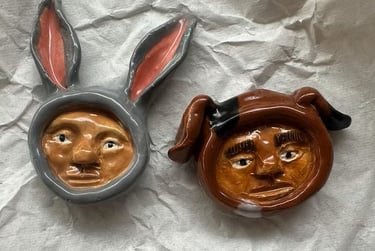 ceramic figurine brooches art jewellery animal pins handmade