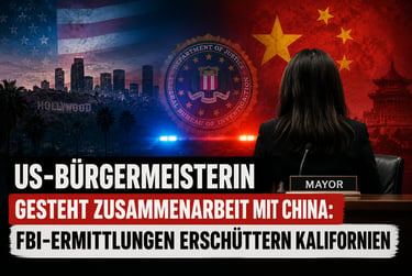 FBI investigation into a US mayor for Chinese cooperation, featuring national flags and an office setting.