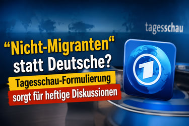 Tagesschau news graphic discussing the controversial term Nicht-Migranten in German media.