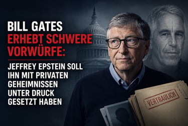 Collage of Bill Gates and Jeffrey Epstein with German text discussing allegations and confidential documents.