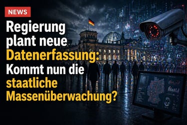 Surveillance camera monitoring the Reichstag building in Berlin, illustrating German government mass data collection.