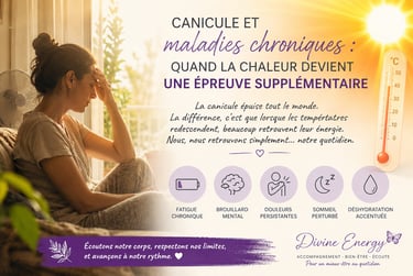 llustration représentant une femme épuisée par la canicule, illustrant l'impact de la chaleur sur le