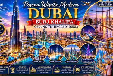 Pesona Wisata Dubai di Burj Khalifah Senja Hari
