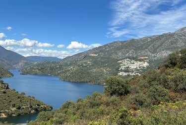 Lake, mountains and blue sky