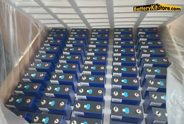 a box of LiFePO4 prismatic battery cells