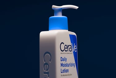 A side view of the 3D bottle of CeraVe to showcase modeling detail
