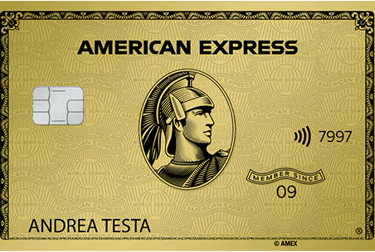 a gold american express card with a gold american express