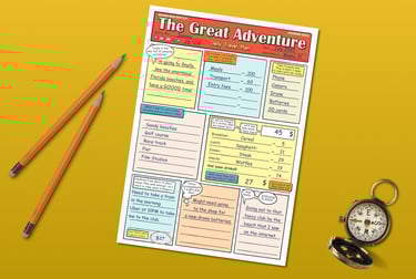 Comic book style holiday and travel planners