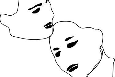 Vector image of a man and woman embracing 