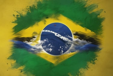 the flag of brazil is flying in the blue sky