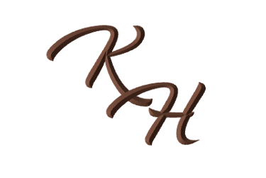 a brown and white logo with the letters KH