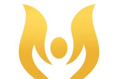 Gouden logo-symbool dat groei en innerlijke balans uitdrukt.