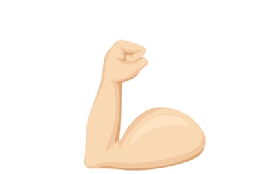 Un brazo musculoso que representa el esfuerzo y la mejora constante