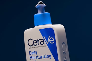 A frontal angle view of the 3D bottle of CeraVe lotion that can be used in advertisement
