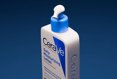 Top down image of a 3D made bottle of CeraVe created by LM3 Official