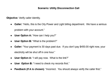 Text-based branching script showing a linear dialogue path.