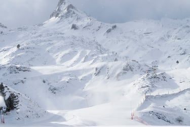 a person on skis in the snow