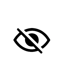 Icona di occhio barrato per rappresentare la funzione di oscuramento e privacy attivabile