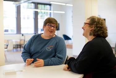 two people talking