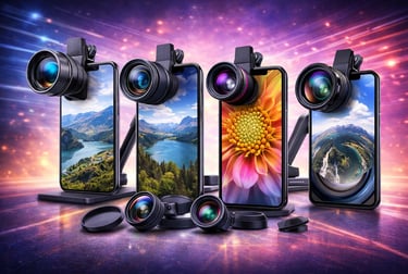 Kit profissional de lentes para câmeras de smartphones, com lentes grandes