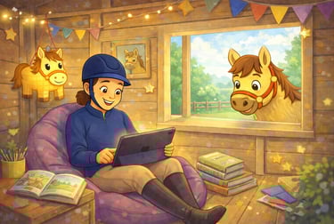 Cartoon Illustration Pancake und Ponytante in ihrer Pferdewelt