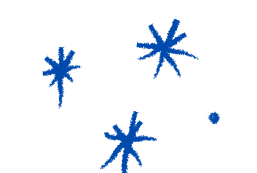 a group of snowflakes with blue stars