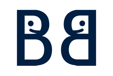 a black and white logo with the letter b