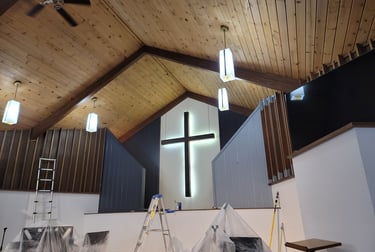 American Painting Specialist Fort Wayne, Indiana Church Repainting in-progress!
