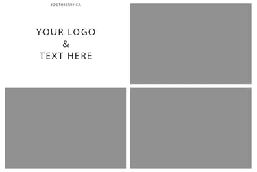 print layout with 3 photos and design on the top left