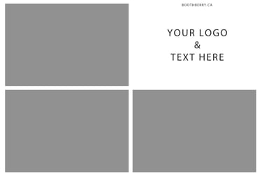 print layout with 3 photos and design on the top right