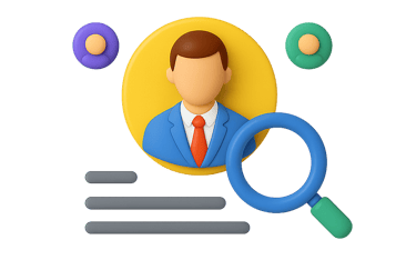 Talent profile with magnifying glass icon