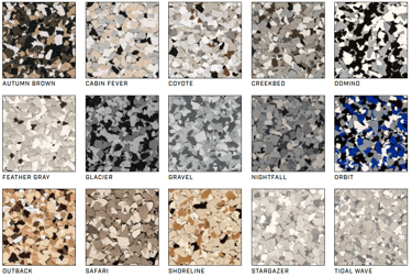 Garage coating flake colors