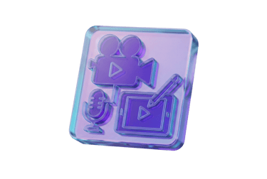 3D glass icon representing our expert digital content creation services