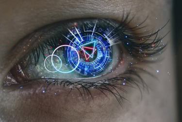 a person with a clock on their eye