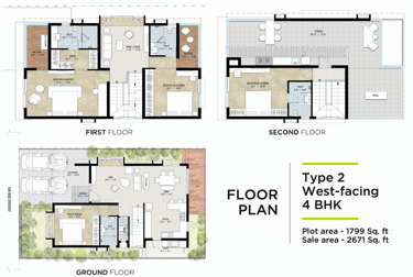 Paradise on Earth 4 BHK West Facing Floor Plan