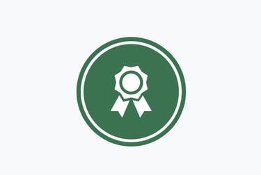 a green badge with a ribbon around it