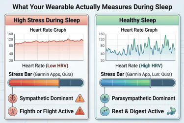High stress vs healthy sleep heart rate variability on wearable devices