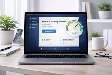 fast computer running lightweight antivirus protection maintaining system speed during gaming work and background tasks