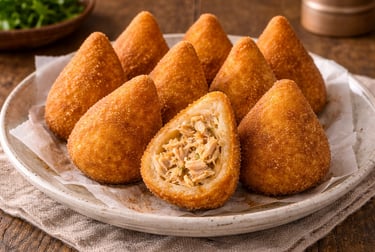 coxinha de frango simples e barata crocante caseira