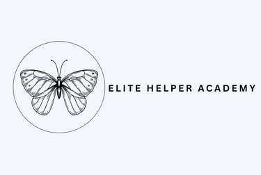 Elite Helper Academy logo of a butterfly in a circle outline 