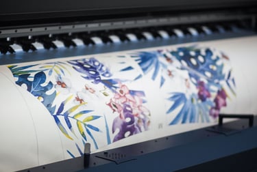 Pretty floral pattern after being printed. It will soon be sewn in house by our expert sewing team.